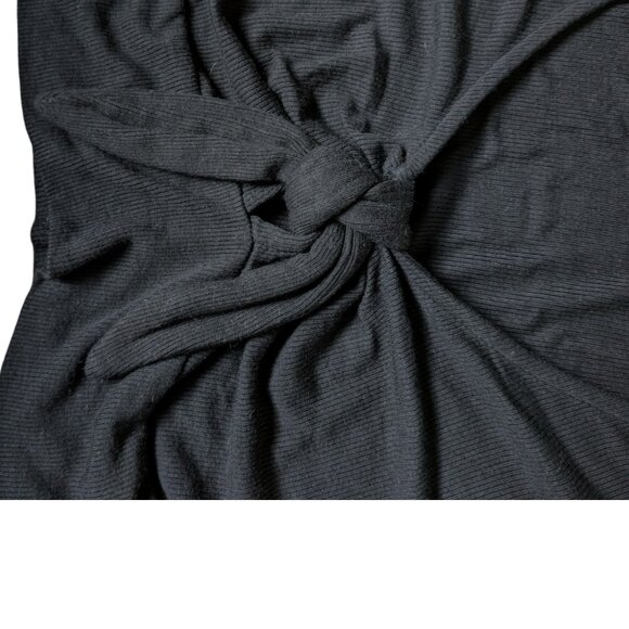 Garage Little V-Neck Black Ribbed Top with Front Bow Tie Women Size Medium - Picture 6 of 6